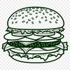 SVG Burger Design Free Download A stylized illustration of a classic hamburger with cheese and lettuce.