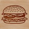Simple Hamburger SVG Design A simple illustration of a classic hamburger with a sesame seed bun and lettuce.