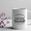 Free SVG Burger Graphic Design A simple illustration of a classic hamburger with a patty, bun, lettuce, tomato, and cheese.