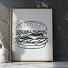 Cheeseburger Illustration A stylized illustration of a classic cheeseburger with lettuce, tomato, and cheese on a sesame seed bun.