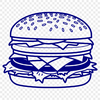 Customizable Food Clip Art A detailed illustration of a hamburger with various toppings, suitable for graphic design projects.