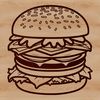 Deliciously Simple Burger Illustration A minimalist design illustration of a classic cheeseburger with toppings and condiments.