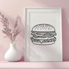 Delicious Cheeseburger Vector Art A vector illustration of a classic cheeseburger with a round bun and a patty topped with lettuce, tomato, and melted cheese.