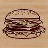 Classic American Food Graphic Design A stylized illustration of a classic hamburger, featuring a beef patty topped with cheese and lettuce.