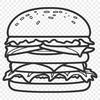 Vector Design of a Juicy Burger A digital illustration of a classic cheeseburger with patty, bun, lettuce, tomato, and cheese.