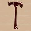 Free SVG Hammer Design A simple illustration of a hammer, suitable for cutting machines like Cricut or laser cutters.