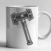 An illustration of a hammer tool with a bold design.