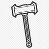 A detailed illustration of a hammer tool with a flat head and handle.