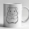 Cute Hamster in Vector Wheel Design A small, furry hamster sits in a wheel, depicted in detailed vector art.