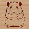 Vibrant Hamster Silhouette A colorful illustration of a happy hamster sitting in a wheel, suitable for use as clip art in various digital projects.