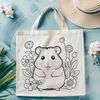 Whimsical Hamster in Floral Haven A cute cartoon hamster surrounded by floral elements.