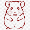 Furry Hamster Silhouette A small, furry animal hamster sitting on its hind legs, with a curious expression.