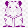 Adorable Cartoon Hamster Holding an Open Book A cartoon illustration of a hamster sitting on its hind legs, holding an open book in front of it.
