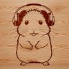 A colorful illustration of a happy hamster in a playful pose.