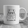 A cute cartoon hamster wearing glasses for a humorous effect.