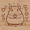 Whimsical Hamster Illustration with Love Hearts A cute and endearing illustration of a hamster surrounded by love hearts, suitable for use in crafting or design projects.