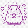 Furry Friend with Heartfelt Design A small, furry hamster with hearts surrounding its body, suitable for use in various digital designs.