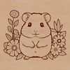 Floral Hamster Illustration A cute cartoon-style illustration of a hamster surrounded by floral elements.