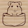 Small Pet Portrait SVG A small, furry hamster in a terrarium, suitable for use as clip art or vector design.