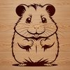Simple Line Art Hamster Design A simple line art design of a small furry animal, suitable for digital editing or cutting machine projects.