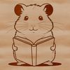 Adorable Hamster Reading A cute, cartoon-style hamster sitting with its front paws on an open book, illustrating a playful scene.