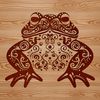 Decorative Toad Clip Art Design A colorful illustration of an ornate toad sitting on a leaf, suitable for various designs and projects.