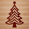 A digital illustration of a classic Christmas tree in vector format.