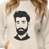 Bearded Man Silhouette Vector Graphic A detailed, illustrated male figure with a beard in a stylized format suitable for digital use.