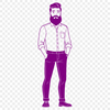 Male figure with beard in vector format for graphic design.