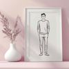 A simple illustration of a male figure in various poses and styles for graphic design and crafting.