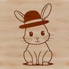 A cartoon rabbit sitting on its hind legs wearing a hat, suitable for digital design and printing.