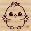 Adorable Chick SVG Illustration Simple line drawing of a cute farm animal, an adorable chick.
