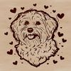 Cute Havanese Pup with Heart Decorations A small breed dog with a fluffy coat, featuring heart-shaped decorations around its head.