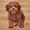 Ornate Small Dog Vector Graphic A small standing dog breed with long hair, suitable for various uses including clip art, vector design, and digital printing.
