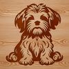 Cute Small Breed Dog Vector Graphic A small, fluffy white dog with floppy ears and a sweet expression, sitting on a surface.