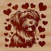 Playful Havanese Dog Clip Art A small breed dog with a playful expression, surrounded by heart shapes.