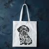 Floral Canine Companion SVG A sitting Havanese dog with a floral patterned background.