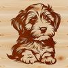 Free Vector Havanese Puppy Clip Art A small, fluffy white dog with a black mask sitting on its haunches.