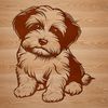 Havanese Breed Illustration Vector A small, white Havanese dog sitting on its haunches, suitable for vector design projects.