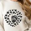 Adorable Havanese Pup Clip Art Close-up illustration of a Havanese dog's head with love hearts surrounding it.