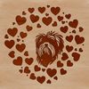 Adorable White Pup with Brown Markings Clip Art A small white dog with brown markings and love hearts surrounding its head, designed as vector art.