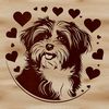 Havanese Dog Face with Love Hearts Vector Design A vector graphic design featuring a Havanese dog's face adorned with heart symbols.