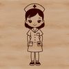 An illustration of a woman in a nurse's attire, suitable for use as vector art or clipart.
