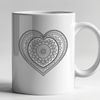 Symmetric Love Symbol Vector Art A symmetrical mandala design featuring a heart shape at its center, created in vector format.
