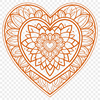 A colorful mandala design featuring a heart shape at its center, ideal for crafting and digital art.