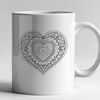 Symmetrical Heart Design Vector Art An intricate, symmetrical heart pattern created using vector shapes in a repeating design.