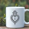 Free Sacred Heart SVG Clip Art Design A sacred heart symbol with intricate details, suitable for vector art designs.