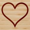Simple line drawing of a love heart shape with clean lines and minimal details.