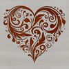 A stylized heart shape with ornate details, suitable for vector designs and print-on-demand applications.
