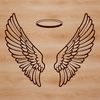 Intricate Wing Design Illustrative angel wings with intricate details, suitable for digital designs and cutting templates.